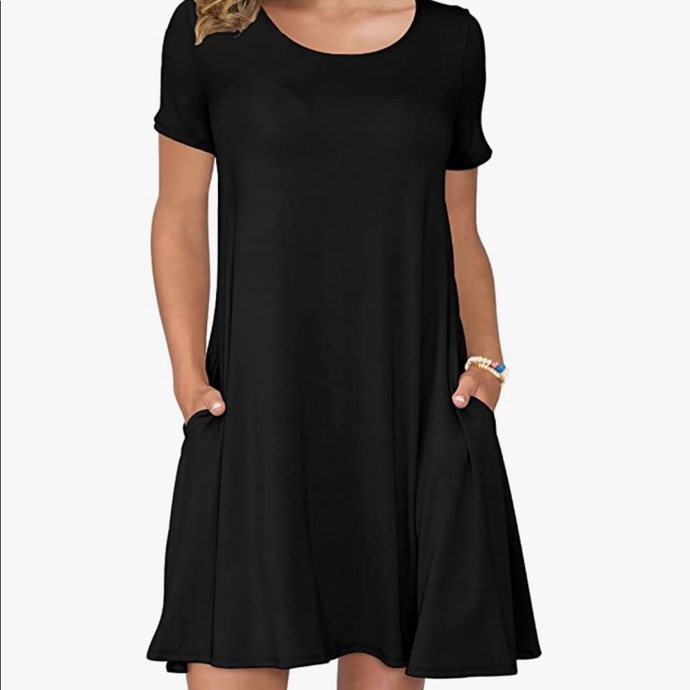 Women's Summer Casual T Shirt Dresses Short Sleeve Swing Dress Pockets